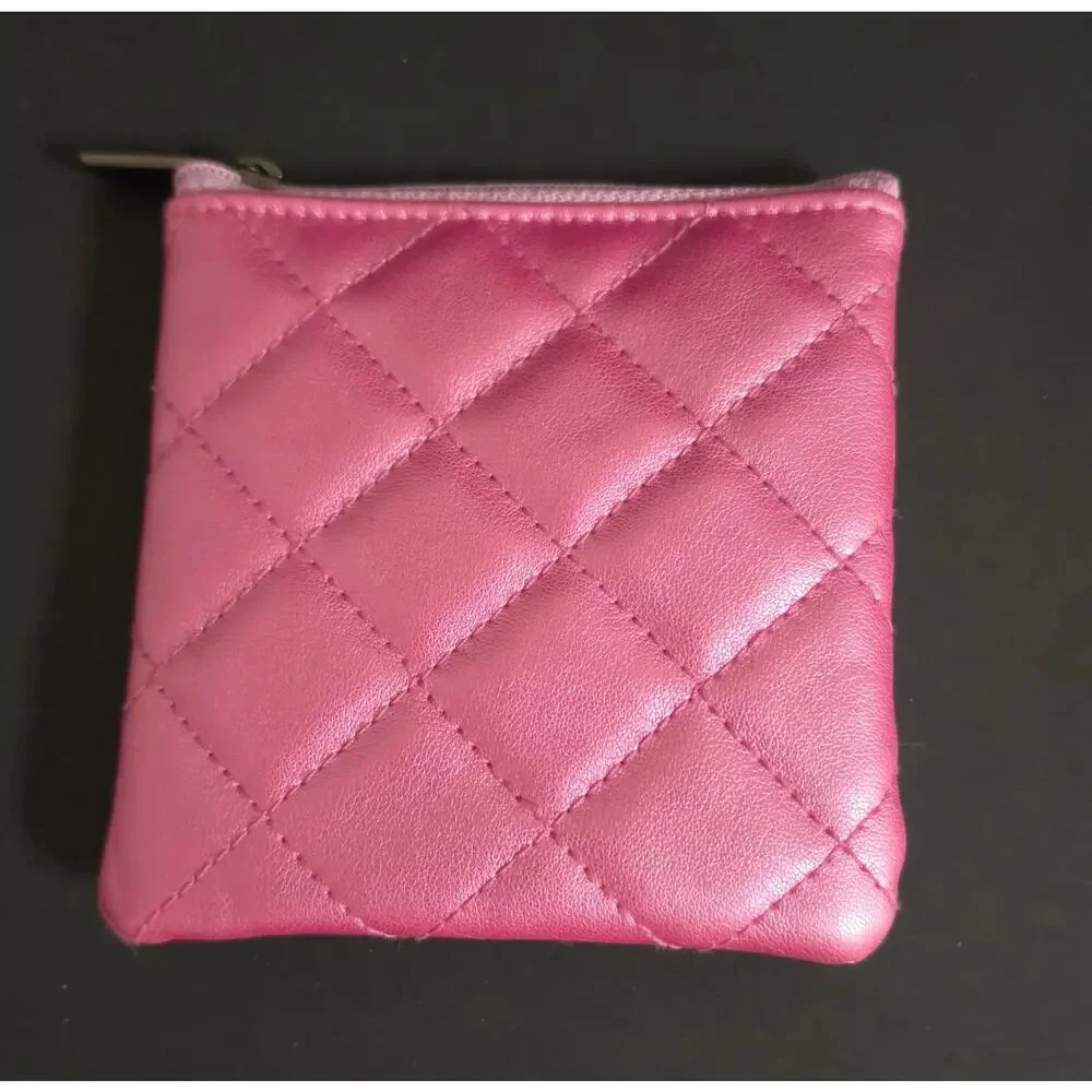 Mirabella Quilted Pink Metallic Makeup Pouch & Zipper Coin Purse Travel Case NEW